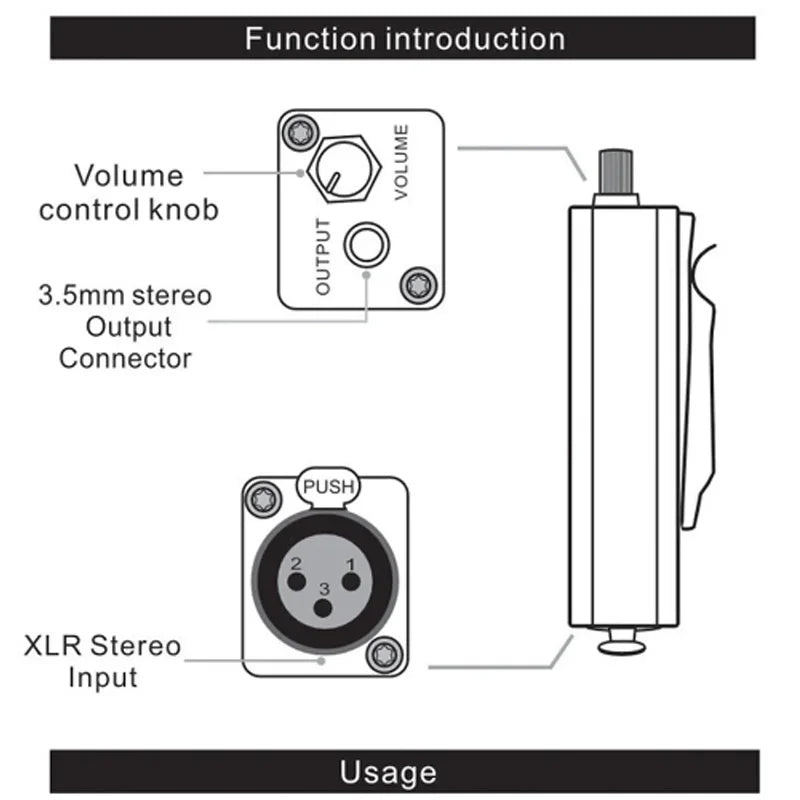 AMP-1 Professional Headphone Amplifier Converter XLR To 3.5MM Audio Interface Mini Portable HIFI Headphone Amplifier Clip Mount