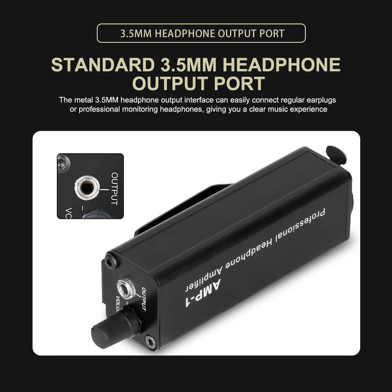 AMP-1 Professional Headphone Amplifier Converter XLR To 3.5MM Audio Interface Mini Portable HIFI Headphone Amplifier Clip Mount