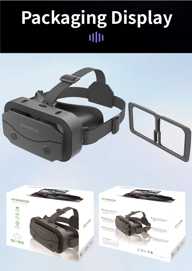 3D Virtual Reality VR Glasses For Phone Mobile Smartphones 7 Inch Headset Helmet With Controllers Game Wirth Real Viar Goggles