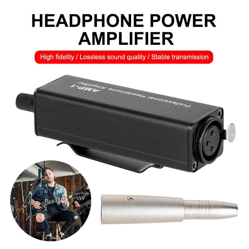 AMP-1 Professional Headphone Amplifier Converter XLR To 3.5MM Audio Interface Mini Portable HIFI Headphone Amplifier Clip Mount