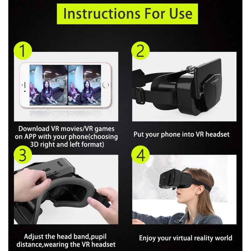 3D Virtual Reality VR Glasses For Phone Mobile Smartphones 7 Inch Headset Helmet With Controllers Game Wirth Real Viar Goggles